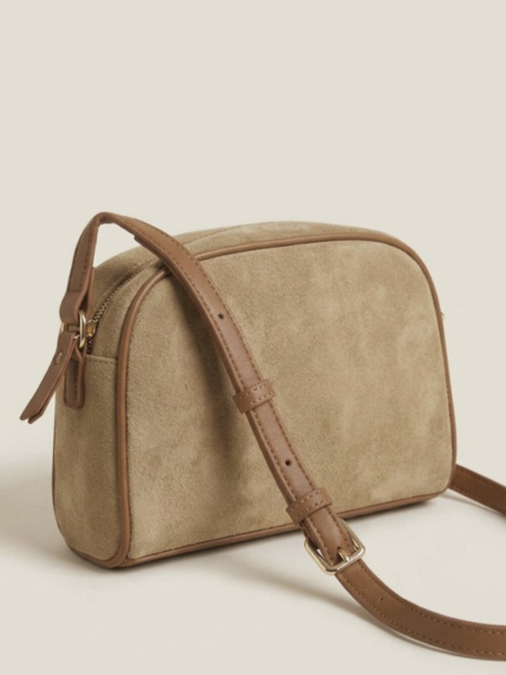 🤎Primark Tan Faux-Suede Camera Crossbody Bag –Smooth Leather Trim✨